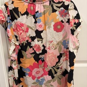Jessica Simpson Black Multi Floral Off-Shoulder Blouse